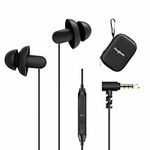 Hearprotek Sleep Earbuds, 2 Pairs Ultra Soft Lightweight Silicone Sleeping Earphone Headphones with Volume Control and Mic for Side Sleeper, Snoring, Air Travel, Relaxation (Black)