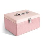 Makeup Box - Vanity Box for Women Bridal - Cosmetic Box Organiser, Durable, Stylish Finish for Home or Travel, Large Capacity Beauty Case for Brushes, Lipsticks & Skincare, Pink