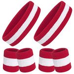 ONUPGO 6 Pieces Sweatbands Set - Including 2pcs Sports Headband and 4pcs Wristband Sports Band for Gym Workout & Yoga, Football Baseball Basketball Soccer Boxing & Tennis