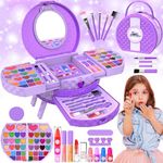 66 Pcs Kids Makeup Sets For Girls with Portable Stand,Make Up Starter Kit Children Princess Pretend Play Games Toys Presents,Little Girl Birthday Gifts Set For Age 3 4 5 6 7 8 9 10 11 12 Years Old