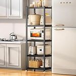 PXRACK 5-Tier Kitchen Storage Shelves, Adjustable Metal Shelves for Storage Pantry Shelves with Rolling Wheels, Storage Rack Shelving Unit Organizer for Bedroom Laundry Closet