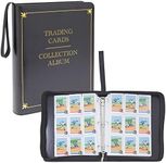 Bright Creations 9 Pocket Leather 3 Ring Trading Card Binder for Baseball, Gaming, and Sports Cards, 50 Pages, Hold 900 Cards (14 x 11 in)