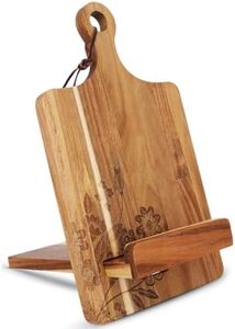 ULLAHOLM Wooden Cookbook Stand for Kitchen Counter - Reversible Recipe Book Holder with Cooking Measurement Conversion Card - Gift-Ready Adjustable Tablet Cookbook Holder Stand - 13.7"x8.2"