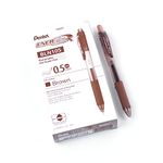 Pentel EnerGel X Retractable Liquid Gel Rollerball Pen, Everyday Writing, Office Supplies, School Supplies, 0.5mm Fine Needle Point, Brown Ink, BLN105-E, Box of 12