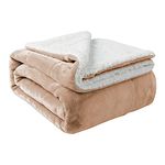 Aspire Homeware Sherpa Fleece Blanket Fluffy Camel Bed Throw Double Size Blankets for Beds Reversible Thick Travel Soft Blanket Microfiber Sofa Throw, 150 x 200 cm