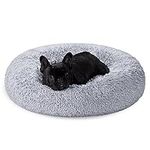 Feandrea Dog Bed, Cat Bed, Soft Plush Surface, Donut-Shaped Dog Sofa with Removable Inner Cushion, Washable, 28 Inches Dia., Grey Ombré UPGW039G01