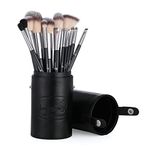 LONDONPRIME Makeup Brushes For Foundation Eyeshadow Eyebrow Eyeliner Blush Powder Concealer Hd Premuim Brush Set Of 12 Pcs With Cylinder Shaped Brush Holder In Pu Leather