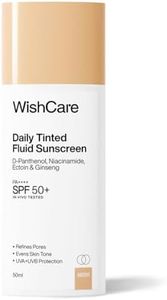 WishCare Daily Fluid Tinted Sunscreen SPF50 PA++++ | M201 | Broad Spectrum Protection for all skin types| In-Vivo Tested Tinted Sun Screen | D-Panthenol, Niacinamide, Ectoin & Ginseng | Evens & Protects | 50ml