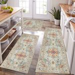 Cekene Boho Kitchen Rugs 3 Piece Non-Slip Washable Kitchen Mats and Runners Vintage Kitchen Runner Rug Thin Low Pile Floor Carpet Runner for Sink Laundry Bathroom Hallway