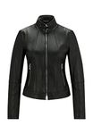 Ladies Real Leather Fitted Biker Jacket Casual Coat Black Winter Zipped Jacket (M)