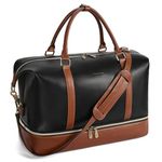 BOSTANTEN Weekender Bag for Overnight Bag Leather Travel Duffel for Women Carry on Shoulder Duffle Bag with Shoe Compartment Black