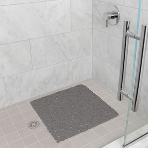 Bubbles Non-Slip Square Shower Mat Solid Taupe 20″L X 20″W