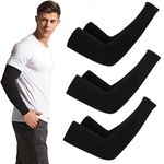 Arm Sleeves Men Women, 3 Pairs Uv Sun Protection Cooling Compression Sleeves Arm Cover for Volleyball Basketball Baseball (3 x Black, Fingerless)