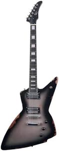 KGD Relic Electric Guitar,Bone Nut,6-String Relic Heavy Metal Guitar,Professional/Electric Guitars for Adults (Silver)