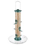 iBorn Bird Feeders Seed Catcher for Outside Hanging 6 Port Bird Feeder for Cardinal Birds Aluminium Metal,Green Finishing 14 Inch 6 Port (Seed is not Included)