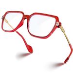 VISOONE Oversized Blue Light Blocking Glasses with Chic Square TR90 Frame and Metal Temple for Women Men REMY