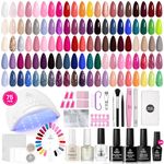 Beetles Gel Nail Polish Kit with UV Light-75PCS Chic Outfits 45 Colours Starter Kit,Soak Off All Season Gel Nail Kit with 5PCS Base Top Coat Manicure Art Gifts for Women