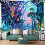 Ruibo Psychedelic Mushroom Tapestry/Trippy Colorful Surreal Abstract Astral Digital Art Office Electric Forest Decor Tapestry Wall Hanging Tapestries(RB-Ps-1)(W:59" H:51")