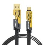 4 in 1 USB C Charging Cable, NOHON Multi Fast Charging Cable with USB A/Type C Port PD 27W, 1.2m Nylon Braided Charger Cord Multiple Connectors Compatible with iPhone iPad Android (Black-Yellow)