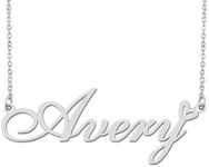 Aoloshow Stainless Steel Silver Avery Heart Name Necklace Charm Pendant Jewelry for Mom Best Friends