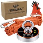 Magnet Fishing Kit, Strong Fishing Magnet 500 LB(227 KG) Pulling Force Round Neodymium Magnets, River Magnet for Magnet Fishing & Salvage in River, with 65 ft(20 m) Nylon Rope Carabiner Hand Gloves