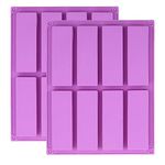 YXHZVON 2PCS Chocolate Bar Moulds, 8 Cavity Large Rectangle Silicone Granola Bars Mould, Energy Cereal Bars Mould for Baking Bread Brownie Cheesecake Butter Soap (Purple)