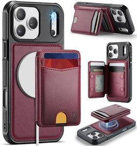 Usroom for iPhone 17 Pro Case Wallet Compatible with Magsafe, RFID Blocking Magnetic Card Holder 2 in 1 Detachable Kickstand Shockproof Phone Case for iPhone 17 Pro 6.3" Burgundy