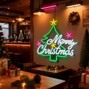 24 Inches Custom Merry Christmas Neon Sign, Led Signs for Wall, Neon Christmas Decorations for Window, Bedroom, Garden, Yard, Bar, Coffee Shop, Indoor, Outdoor, Business