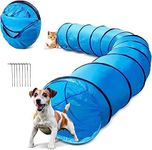 Masthome Dog Tunnel, 5m Long and and 0.6m Diameter Foldable Cat Tunnel, Agility Training Equipment for Dogs & Cats, Outdoor Play Tunnel with 8 Pegs