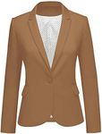 luvamia Women's Long Sleeve Formal Notch Lapel Button Down Blazer Pockets Jacket, B Pumpkin-brown-one Button, X-Small