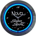 GM Chevy Nova Neon Clock (Blue) (15 H x 15 W x 3 D)