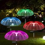 Pivalo Solar Jellyfish Light Fountain Outdoor Lamp Rechargeable Water-Resistant Sun-Powered LED for Home Garden Decoration Balcony Backyards Pathways (Multicolor, Set of 4)