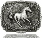 Moranse Belt Buckles with 3D Horse Western Cowboy Styles, Nice Horse, middle