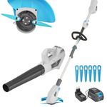 swift 40V Cordless Grass Trimmer 25cm Strimmer Edger & 40V Cordless Leaf Blower Twin Pack with 20 Spare Blades, Battery and Charger