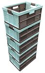 keeeper 5 x 32 Litre Extra Strong Folding Plastic Stacking Storage Crates Box - 30KG LOAD CAPACITY PER BOX - SOFT HANDLES - GREAT VALUE