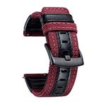 BINLUN Canvas Leather Watch Strap 18mm 20mm 22mm 24mm for Men, Quick Release Fabric Smart Watchstrap for Women Sailcloth Replacement Wrist Watch Bands, Red 22mm Straps