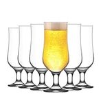 LAV 6X Clear 385ml Nevakar Craft Beer Glasses - Small Tulip Shaped Lager Ale Cider Drinking Half Pint Glass Goblet Cup Set with Stem