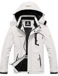 GEMYSE Men's Mountain Waterproof Ski Snow Jacket Winter Windproof Rain Jacket (White,X-Large)