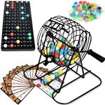 Queensell Bingo Game for Adults - Bingo Set - Best Board Games with Metal Bingo Cage and Balls Set with Bingo Cards - Bingo Games for Family - Bingo Sets for Adults Large Group