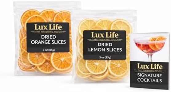 Lux Life Dried Citrus Slices Bundle (3 oz Orange + 3 oz Lemon) – Premium Cocktail & Culinary Garnish Set – All Natural, No Added Sugar – Includes Free Cocktail Recipe Card