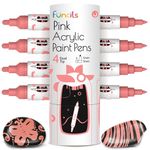 4 Dual Tip Pink Paint Pen Metallic - Fine Tip & Medium Acrylic Paint Markers - Pink Paint Marker for Metal, Wood, Rock Painting, Canvas, Ceramic, Glass, Fabric, Leaf and Plastic - Water-based Ink