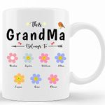 Personalized Grandma Mug Custom Name Grandkids Mug This Grandma Belong To Face Flowers Ideas Gifts For Grandma From Grandkids On Birthday Christmas Mother'S Day Gifts Coffee Mug 11Oz 15Oz