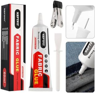 Fabric Glue Permanent, 60 ML Washable Clear Clothing Glue, Super Fabric Glue for Rhinestones, Patches, Clothes, Denim, Leather, Polyester, Fabrics, Doll Repair,No Sew Solution, Permanent Bond