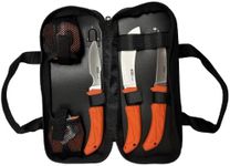 AccuSharp Game Processing Kit, 6 Piece Processing Set with 3 Knives, Knife Sharpener, LED Head Lamp & Carrying Case, Non-Slip Grip Complete Hunting Knife Kit