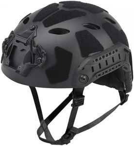 AOUTACC Lightweight Tactical Airsoft Helmet, Integrated Airsoft Helmet with NVG Mount Base, Side Rails,Pre-Slotted Headset Strap and Helmet Accessories for Outdoor Sports-Black