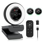 Angetube Streaming Webcam with Microphone - 1080P 60FPS USB Web Cam with Ring Light and Remote Control - HD Webcam with 5X Digital Zoom Built in Privacy Cover for PC|Computer|Laptop|Mac|Desktop