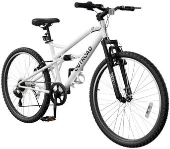 Outroad Mountain Bike, 26 inch Outdoor Cycling Bike, 7-Speed/High-Carbon Steel/V Brake MTB Bicycle, Adjustable Ergonomic Seat Bikes for Adult, Men and Women, White