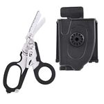 JNDJNFV 6 in 1 Raptor Response Emergency Shears, Multitool Plier Shears, Tactical Folding Pliers with Strap Cutter and Glass Breaker, Black with Utility Holster