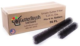 GutterBrush Gutter Guard for 6 Inch Gutters (5.25" Dia.) | Leaf Filter Brush | Made in USA | Easiest No Tools Installation (6 Inch Gutter Guard - 36 Ft.)