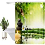 HEYOMART Shower Curtain Heavy Duty Polyester Fabric Waterproof Shower Curtain Liner, 3D Digital Painting Pattern for Shower Stall, Bathroom Curtains with 12 PCS Hooks (180x200cm, Bamboo)